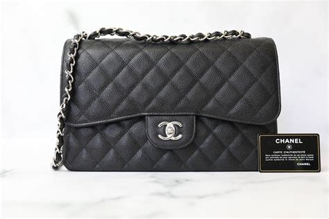 chanel jumbo black caviar silver hardware|The Chanel Classic Jumbo: A Three Decade Journey .